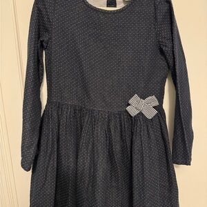 Petit Bateau Navy Dress with Striped Bow